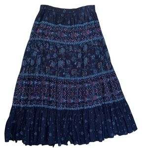 SALE Chadwicks navy print cotton midi skirt Sz L